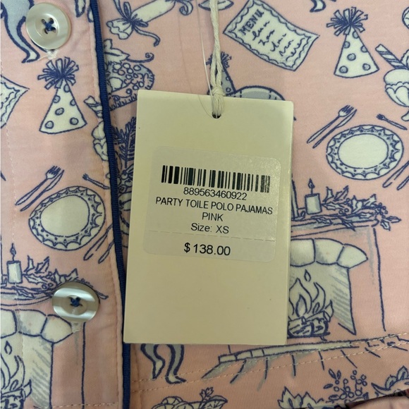Roller Rabbit Party Toile Polo PJ Pajama Pink Shorts Set, XS - Picture 8 of 12